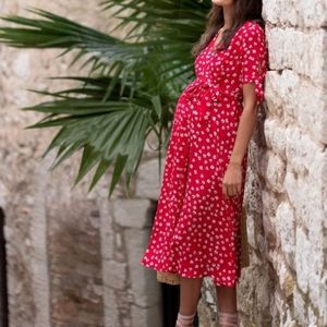 Seraphine Bessie Floral Wrap Maternity Midi Dress